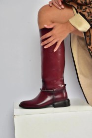 Resim Fox Shoes V312361060 Bordo Rustik Klasik Kadın Çizme 