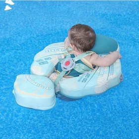 Resim Mambobaby Yüzme Simidi - Green Seashell, Emniyetli, Gölgelikli Ve Ayak Destekli 