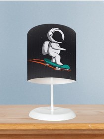 Resim Mekta Home Bebek Ve Çocuk Odası Kaykaylı Astronot Desenli Abajur 
