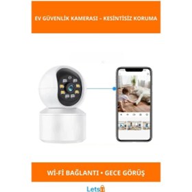 Resim Uygulama Destekli Wi Fi Ev Güvenlik Kamerası Hd Gece Görüşlü 360 Derece Panoramik 