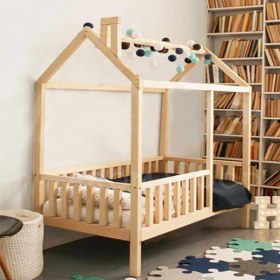 Resim Loolpi Home Unisex Montessori Ahşap Bebek ve Çocuk Karyolası 