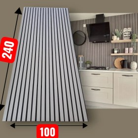 Resim Özbir Kitchen Yeni Gri Akustik Duvar Paneli 100X240 Ahşap Duvar Paneli 