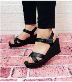 Resim Polaris Siyah Dolgu Topuk Kadın Sandalet Ayakkabı 001 