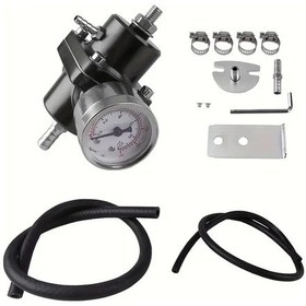 Resim Dashanshop Siyah- Evrensel Yakıt Basınç Regülatörü Kiti Motor Ayarı İçin Göstergeli Alüminyum 