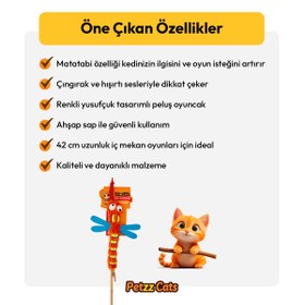 Resim PetzzCats DragonFly Matatabi ve Çıngırak Sesli Kedi Oltası Oyuncağı Turuncu 42 Cm 