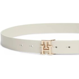 Resim Tommy Hilfiger Kadın Metalik Th Logolu Deri Krem Kemer AW0AW17496-AEO 