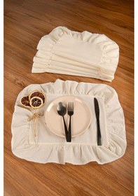 Resim Keten 6'lı Fırfırlı Dikdörtgen Amerikan Servisi 35 X 40 Cm - Ztasd6 Çok Renkli 