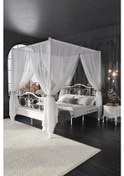 Resim Argimo Pero Sultan Tek Kişilik Metal Beyaz Karyola 90x200 (Cibinliksiz) 