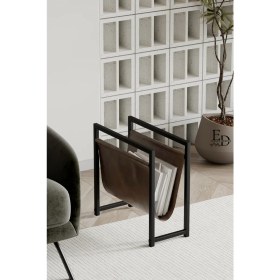 Resim ED Efelez Design Coral Koltuk Yanı Dergilik , Gazetelik , Kitaplık, Siyah Metal - Kahverengi Deri 