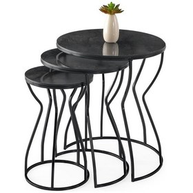 Resim Lale 3'lü Yuvarlak Köşe Zigon Sehpa Mdf 001 