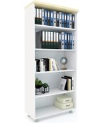Resim Modüler Dünyası Büyük Boy Kitaplık Dosya Dolabı - 80X35X188 Beyaz - Meşe 