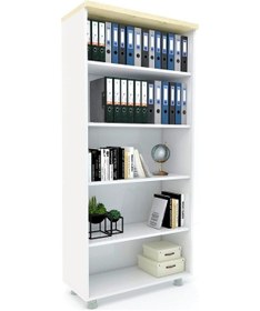 Resim Modüler Dünyası Büyük Boy Kitaplık Dosya Dolabı - 80X35X188 Beyaz - Meşe 