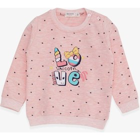 Resim Kız Bebek Sweatshirt Unicorn Baskılı 4 Ay-1.5 Yaş, Somon Melanj 