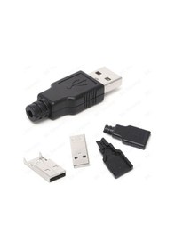 Resim Plastik Muhafazalı Lehim Tipi 4 Pin USB A Erkek Fiş 