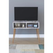 Resim Remaks Retro Tv Sehpası - Beyaz Mermer 