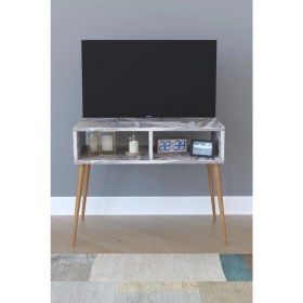 Resim Remaks Retro Tv Sehpası - Beyaz Mermer 