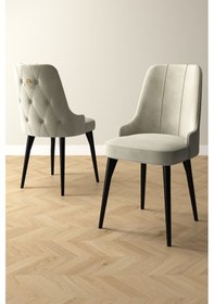 Resim Clara Siyah Mermer Desen 80x132 Açılabilir Mdf Masa Yemek Odası Takımı,mutfak Takımı 6 Adet Sandalye Krem 