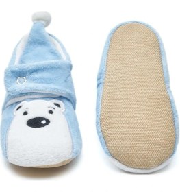 Resim First Step Kaydırmaz Kutup Ayısı Tabanlı Mavi Pamuk Astarlı Çıtçıtlı Panduf Erkek Çocuk İçin Kutup Ayısı Desenli 