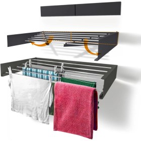 Resim Ayz Beliz 100cm Kurutmalık Çamaşır Askısı Duvara Monte Katlanabilir Çamaşırlık Antrasit 