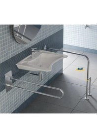 Resim Tema Engelli Mafsallı Tutunma Barı Çap:32 Mm Kağıtlıklı Paslanmaz Gümüş 