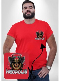 Resim Angemiel Neopolis Rottweiler Viking Kırmızı Büyük Beden Kadın Basic Minimal Baskılı Tişört Kırmızı 