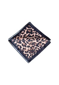 Resim Saten Bandana Saten Fular Saten Çanta Aksesuarı Özel Desen Bandana 45x50 Cm Beyaz-Siyah 