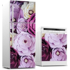 Resim Buzdolabı Ve Bulaşık Makinası Beyaz Eşya Sticker Kaplama Mor Güll 