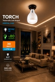 Resim ŞANLED 30W KRİSTAL Tasarruflu E27 Beyaz Işık Torch Led Ampul-1-2-4-6-8-10 Adettir 