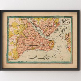 Resim epiqart 1909 İstanbul Haritası - Siyah Çerçeve 