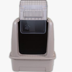 Resim Jumbo Dev Büyük Boy Kapalı Kedi Tuvaleti, Filtreli ve Kürek Hediyeli, 67,5x47x51 cm - VN11095 - Gri 