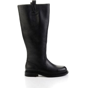 Resim Mat Siyah Hakiki Deri Kadın Çizme K03666075703 siyah 