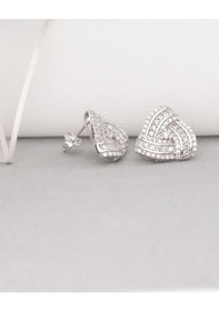 Resim Brezza Lusso Jewelry Brezza Lusso Diamond Business Üçgen Form Işıltılı Kadın Gümüş Küpe 