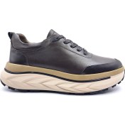 Resim Marcomen M22390 Hakiki Deri Yüksek Taban Erkek Kahverengi Şık ve Konfor Sneaker Ayakkabı 