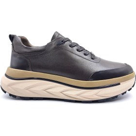 Resim Marcomen M22390 Hakiki Deri Yüksek Taban Erkek Kahverengi Şık ve Konfor Sneaker Ayakkabı 