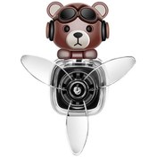 Resim Pervaneli Klima Süsü Oto Koku Klipsi Siyah Uçaklı Kahverengi Pilot Ayı Hava Ferahlatıcı Maskot 1 Adet 