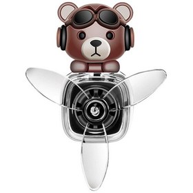 Resim Pervaneli Klima Süsü Oto Koku Klipsi Siyah Uçaklı Kahverengi Pilot Ayı Hava Ferahlatıcı Maskot 1 Adet 