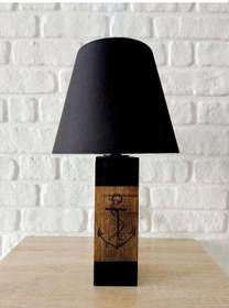 Resim Retro Now Black Marine Ahşap Ayakli Abajur 