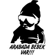 Resim Arabada Bebek Var Cool Oto Özel Yeni Sticker Siyah 10 x 15 cm 