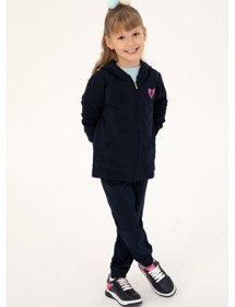 Resim U.S. Polo Assn. Kız Çocuk Lacivert Fermuarlı Basic Sweatshirt 50296390-VR033 