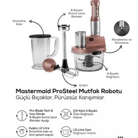Resim Karaca Sebze, Et ve Meyve Dilimle Doğra Karıştır Rendele Çırp Smoothie Yap 6 Bıçaklı 2500W Yüksek Güçlü Premium Mutfak Robotu & Blendır Inox 