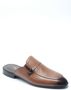Resim Bruno Shoes Taba Rengi Lazerli Hakiki Deri Tokalı Neolit Taban Erkek Sabo Half Shoes 