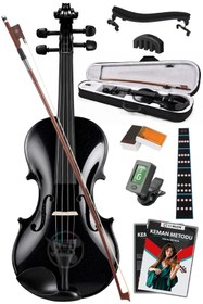 Resim Fourtune Dante VL-200BK 4/4 Akustik Siyah Keman Seti (Tam Boy) 