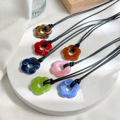 Resim 1 Sıcak Yeni Basit Boş Çiçek Kolye, Çok Yönlü Şeker Renk Ayarlanabilir 