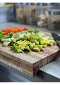 Resim Mutfak Tezgah Üstü Kesme Tahtası Sunum Tepsisi Ahşap 