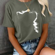 Resim Kadınlar için Rahat Yaka T-Shirt, Şirin Kedi ve Çiçek Baskısı, Yumuşak Kısa Kollu Üst, Hafif ve Nefes Alabilir, Bahar/Yaz/Sonbahar İçin Uygun, Tüm Mevsim Giyim | Şirin Kedi Baskısı | Yumuşak Kumaş 