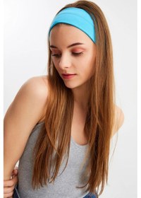 Resim Kadın %100 Pamuklu Penye, Kaymaz, Terletmez, Ultra Hafif, Spor Saç Bandı Bandana - Tek Ebat / Aqua Aqua 