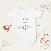 Resim Unisex My Little Angel Desenli Organik Bebek Body Zıbın 