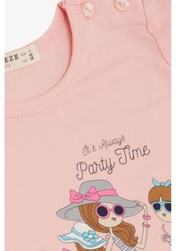 Resim Breeze Kız Çocuk Tişört Parti Zamanı Mutlu Kızlar Baskılı 2-6 Yaş, Pembe-pembe Pembe 