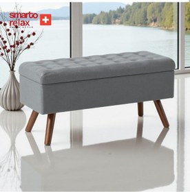 Resim Smarto Relax Puf Gruyères Sandıklı Ayaklı Kapitoneli Dekoratif 110x40x45 Cm Gri Gri 