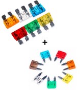 Resim SKAUTO Standart Boy + Mini Boy Bıçak Sigorta Seti 100 Adet Araba Elektrik Sigortası Set 